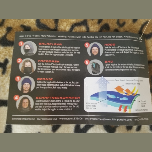 Arctic Summit Animal Print 6 in 1 Fleece Hood NWT - Picture 4 of 6